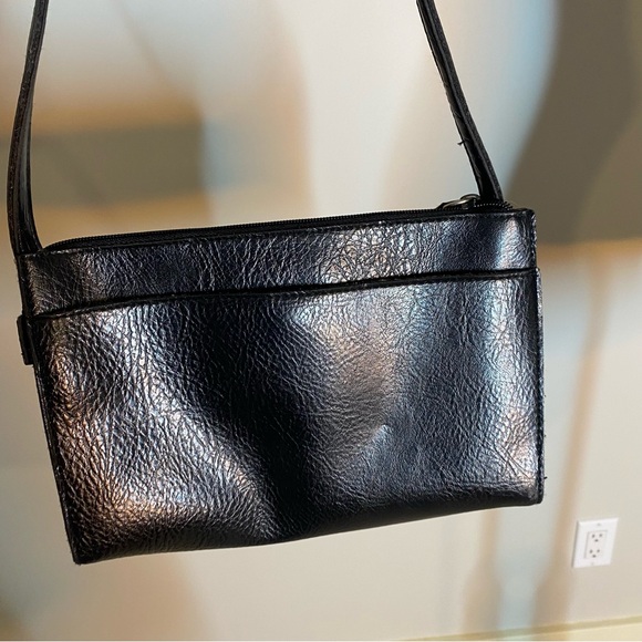 CORNELL Black Croc Embossed Shoulder Bag Purse Handbag Faux Leather - Picture 10 of 14